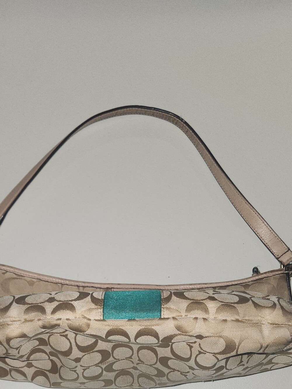 Coach Signature Green Stripe Hobo Canvas Bag - Picture 5 of 6